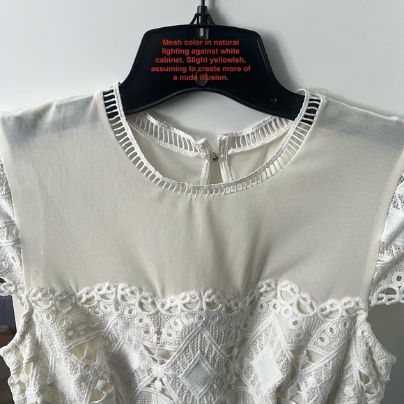 Ted Baker White Frizay Lace Bodice Pleated Tea Length Dress sz 2 - Picture 8 of 15